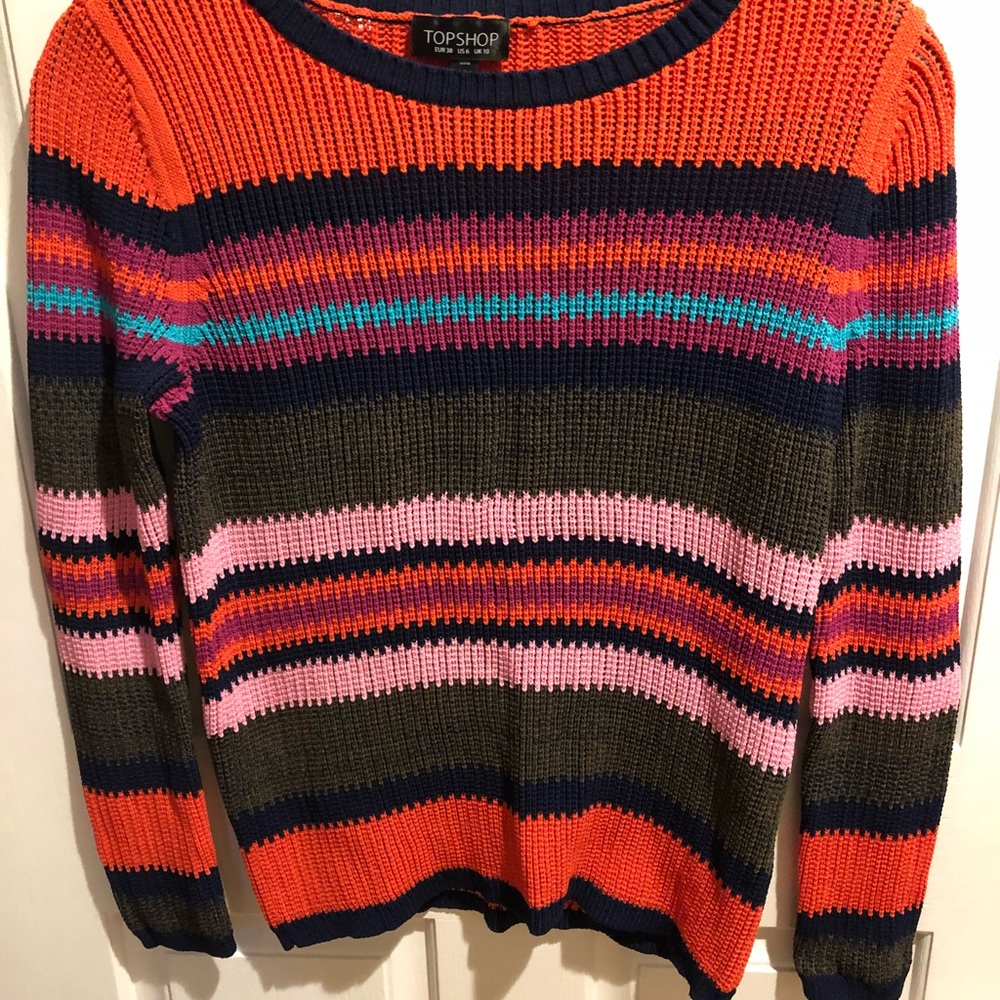 Topshop striped sweater with ribs and a crew neck